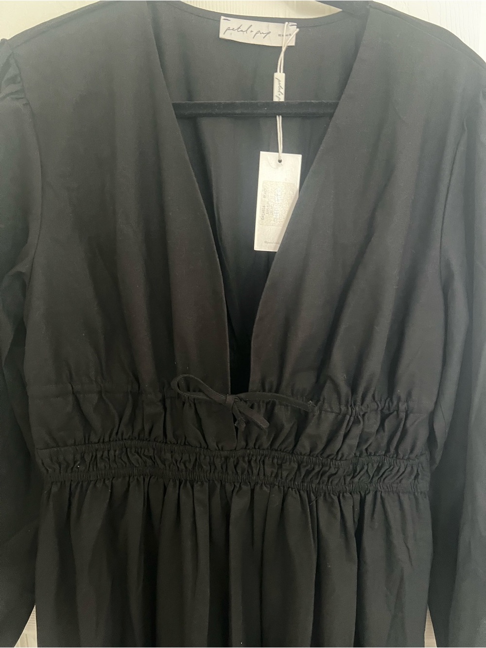 Petal & Pup Black Long Sleeve V-Neck Midi Dress - Picture 8 of 12